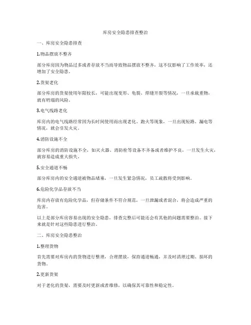 库房安全隐患排查整治