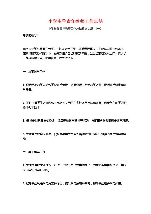 小学指导青年教师工作总结2篇