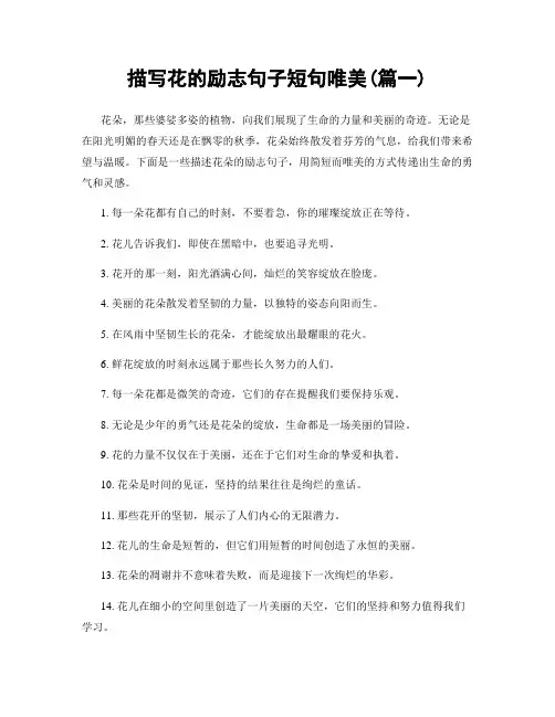 描写花的励志句子短句唯美(精选2篇)
