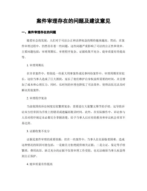 案件审理存在的问题及建议意见