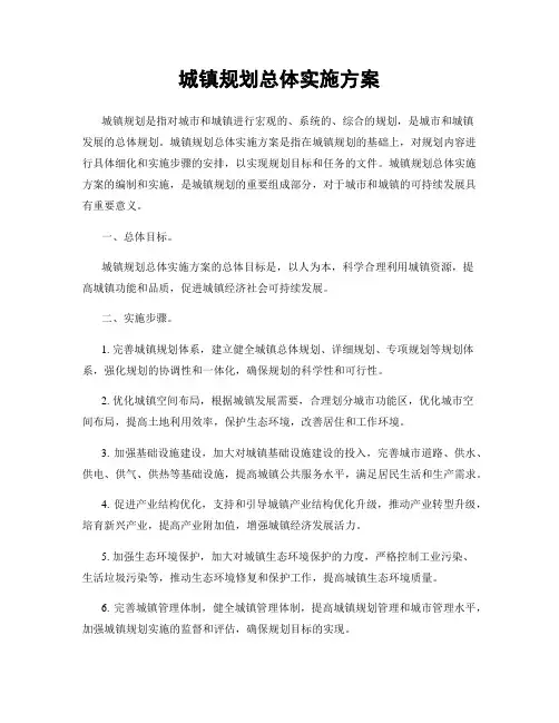 城镇规划总体实施方案