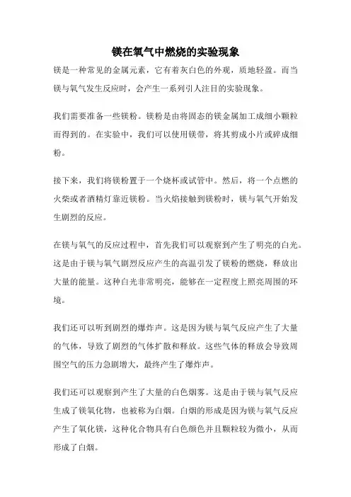 镁在氧气中燃烧的实验现象