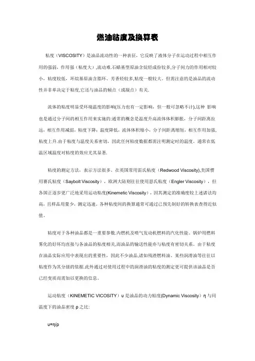 粘度及换算表