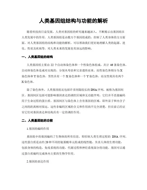人类基因组结构与功能的解析