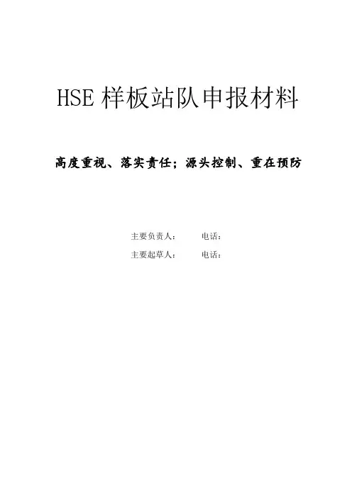 HSE样板站队最佳实践申报材料(优秀图文并茂范本例文)3