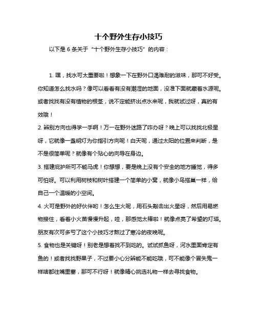 十个野外生存小技巧