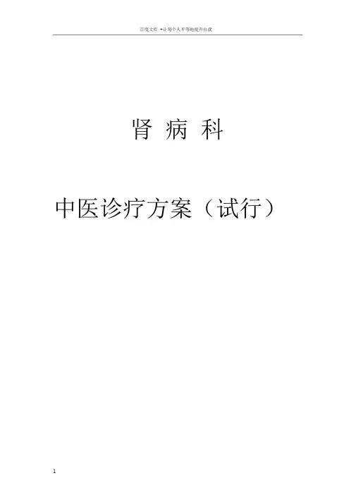 中医诊疗方案肾病科