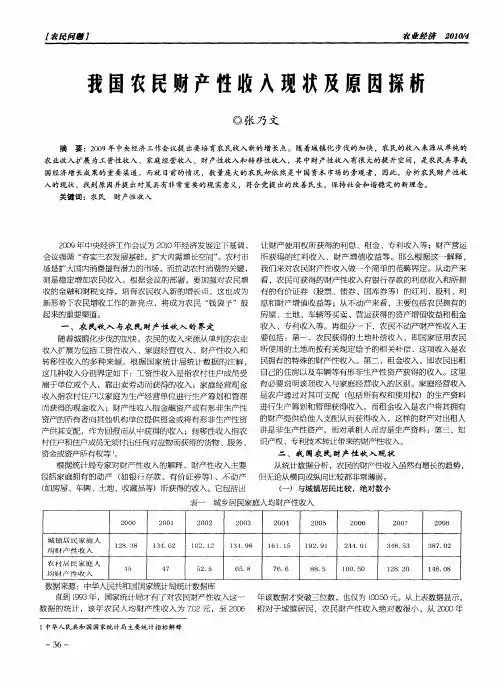 我国农民财产性收入现状及原因探析