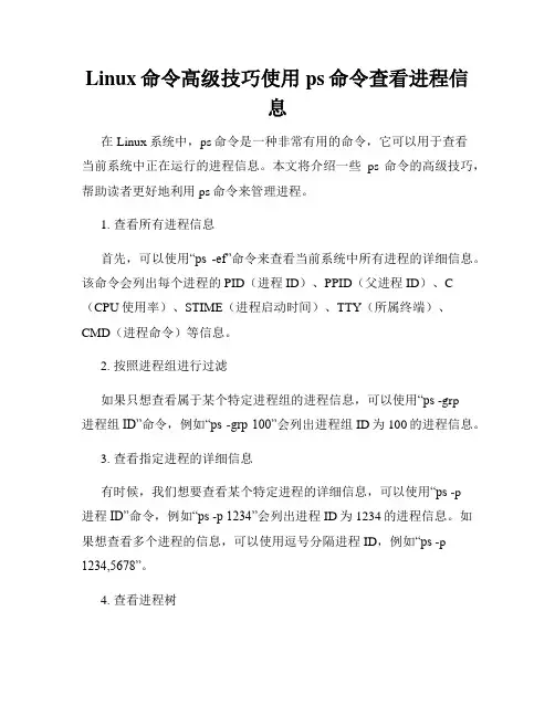 Linux命令高级技巧使用ps命令查看进程信息