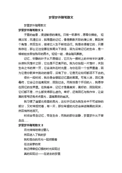 梦里梦外随笔散文