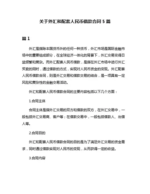 关于外汇和配套人民币借款合同5篇