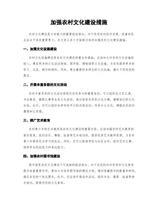加强农村文化建设措施