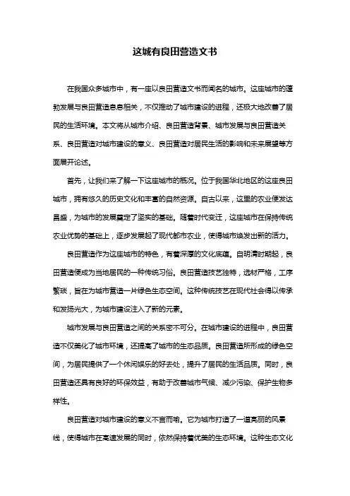 这城有良田营造文书