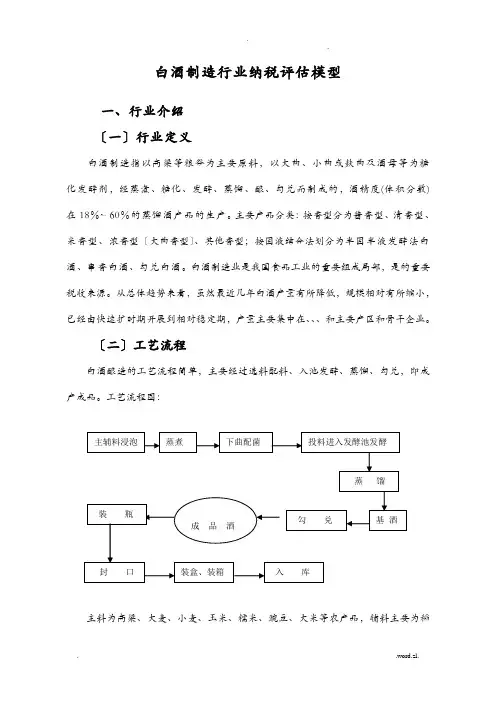 白酒制造行业纳税评估模型