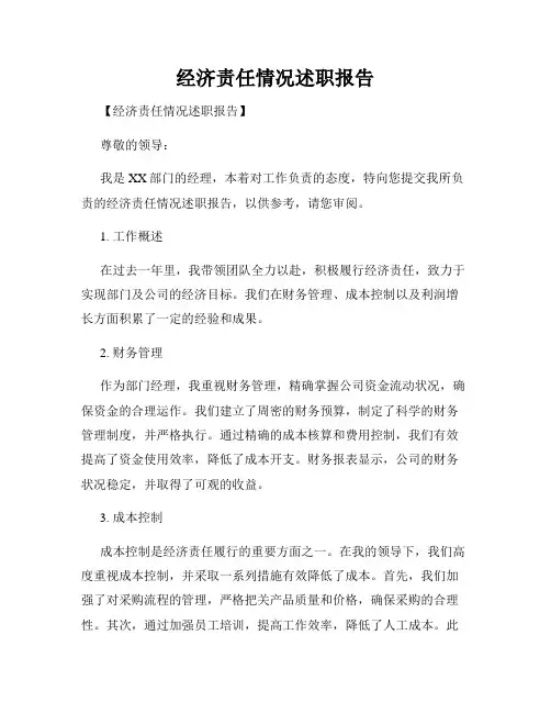 经济责任情况述职报告