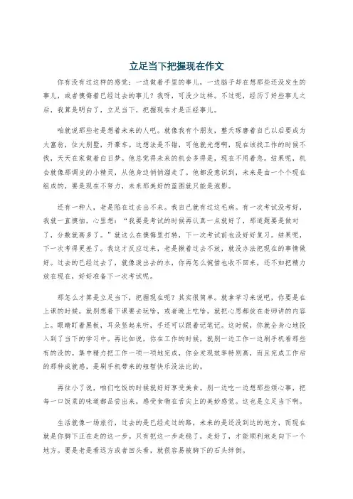 立足当下把握现在作文