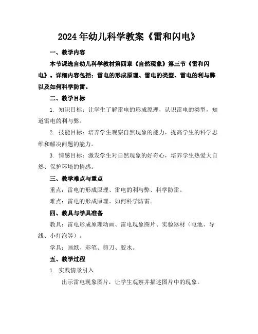 2024年幼儿科学教案《雷和闪电》