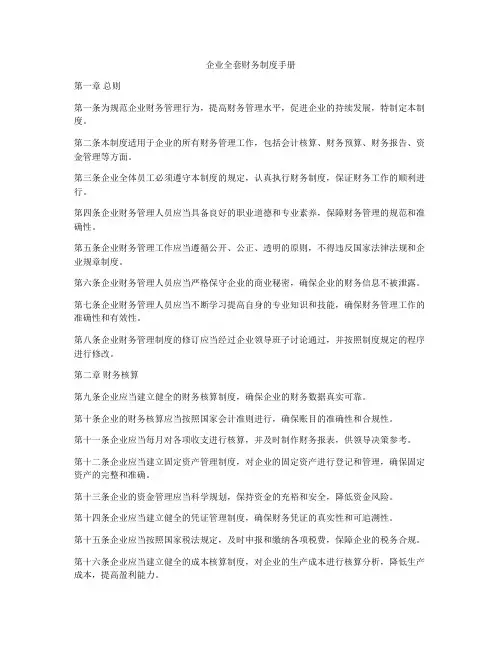 企业全套财务制度手册