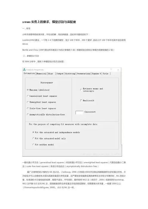 Amos实务要求、模型适配