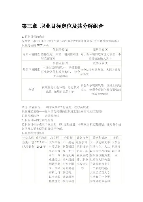 职业目标定位及其分解组合(可打印修改)