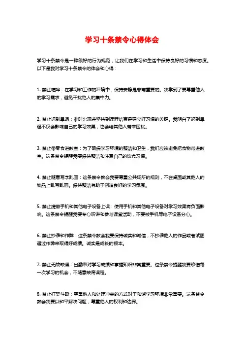 学习十条禁令心得体会
