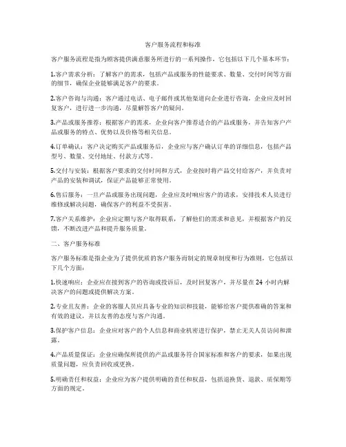 客户服务流程和标准