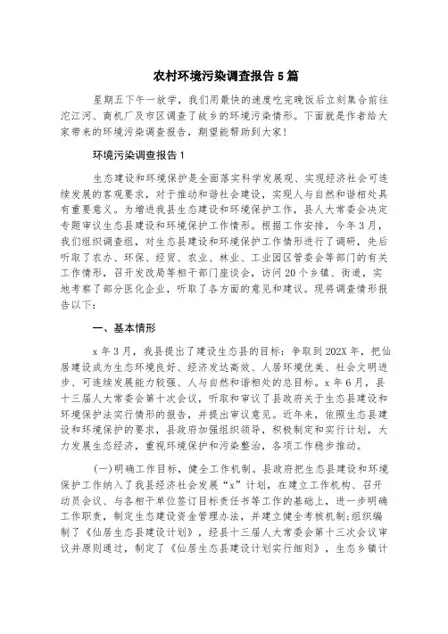 农村环境污染调查报告5篇