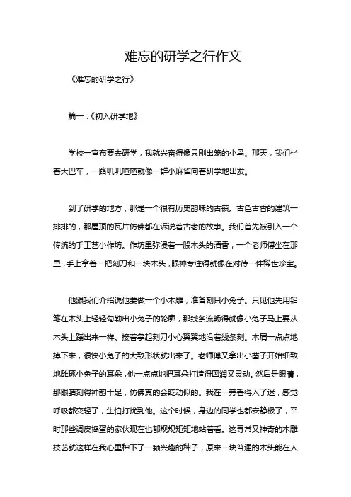 难忘的研学之行作文