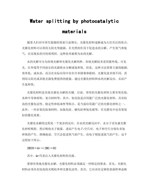 Water splitting by photocatalytic materials