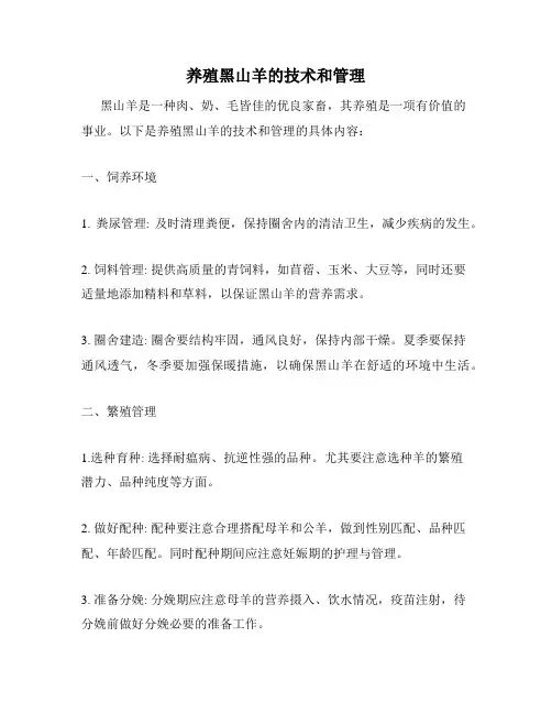 养殖黑山羊的技术和管理