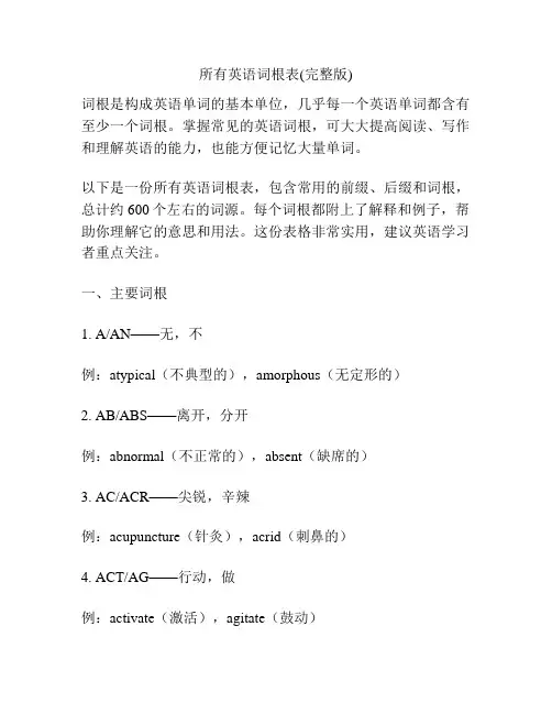 所有英语词根表(完整版)