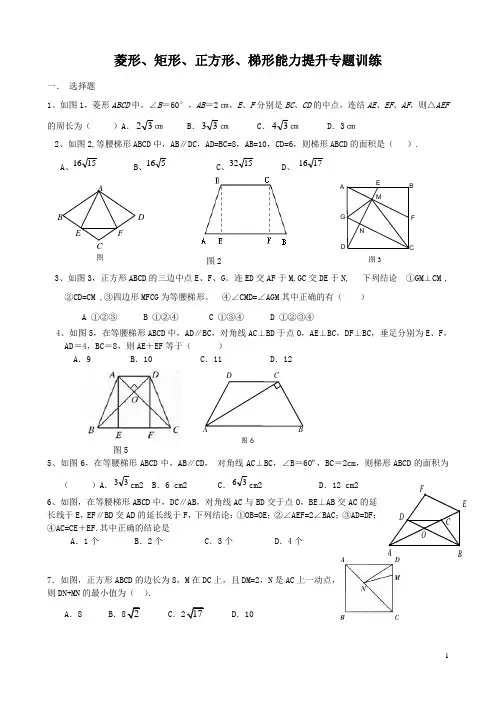 菱形、矩形、正方形、梯形能力提升专题训练