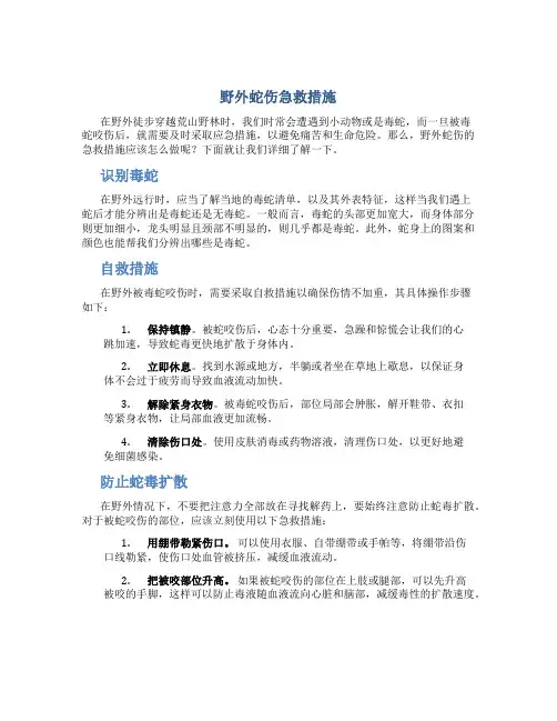 野外蛇伤急救措施