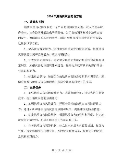 2024年度地质灾害防治方案