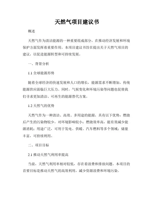 天然气项目建议书