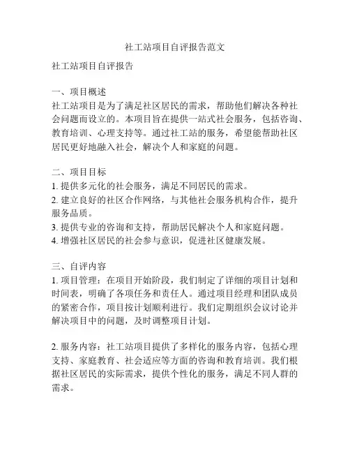 社工站项目自评报告范文