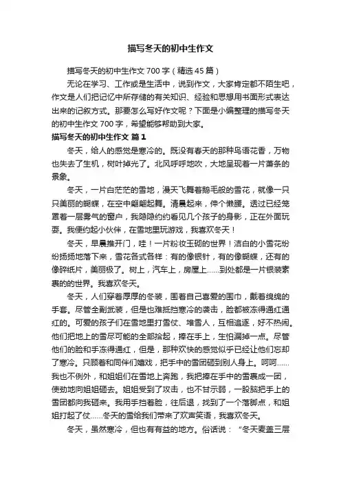 描写冬天的初中生作文