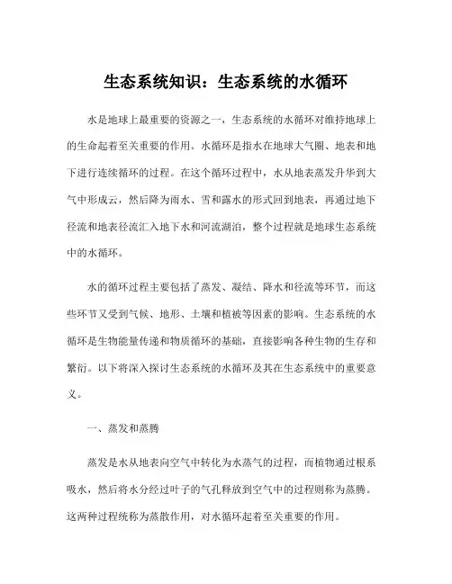生态系统知识：生态系统的水循环