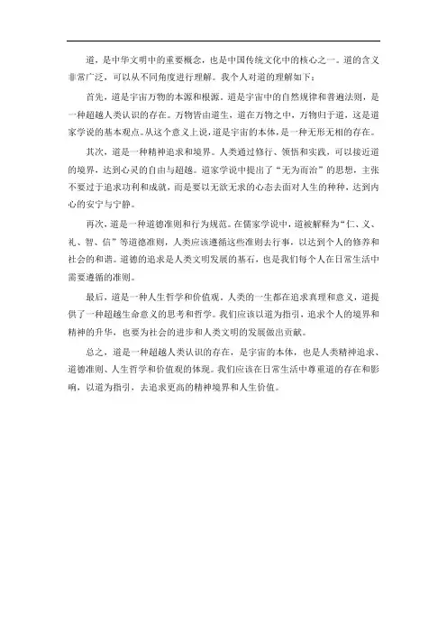 谈谈对道的理解八百字