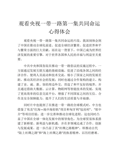 观看央视一带一路第一集共同命运心得体会
