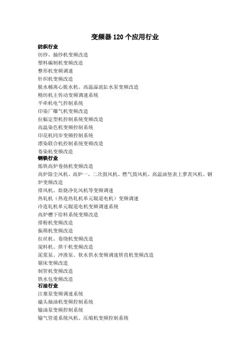 变频器120个应用行业