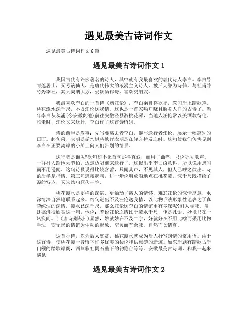 遇见最美古诗词作文