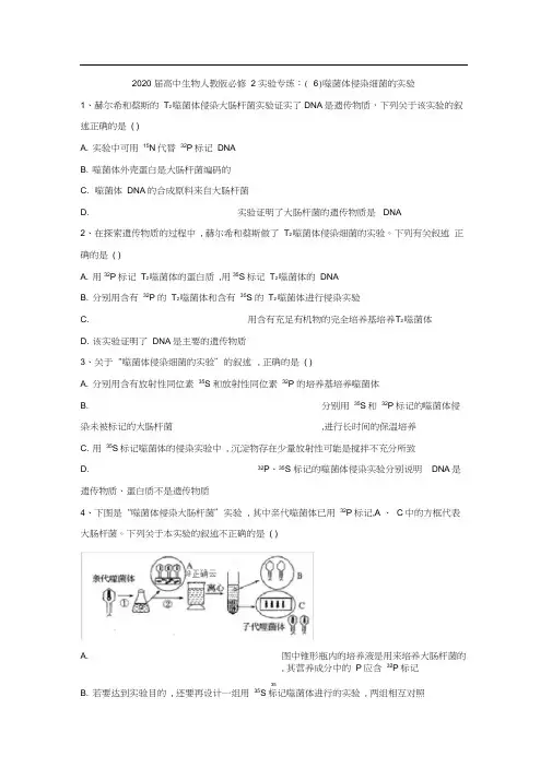 人教版高中生物必修2实验题专练-噬菌体侵染细菌的实验