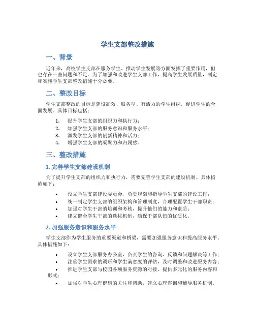 学生支部整改措施