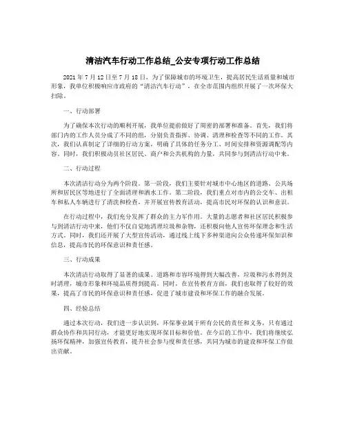 清洁汽车行动工作总结_公安专项行动工作总结
