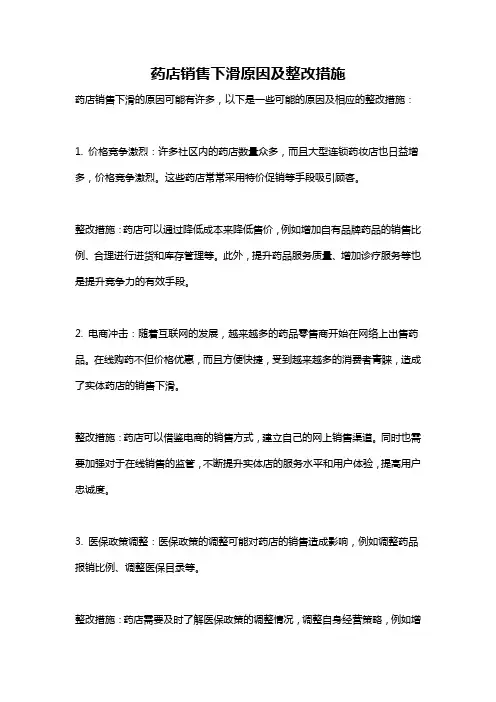 药店销售下滑原因及整改措施
