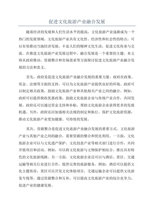 促进文化旅游产业融合发展