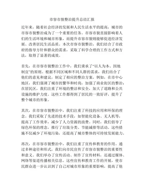 市容市貌整治提升总结汇报