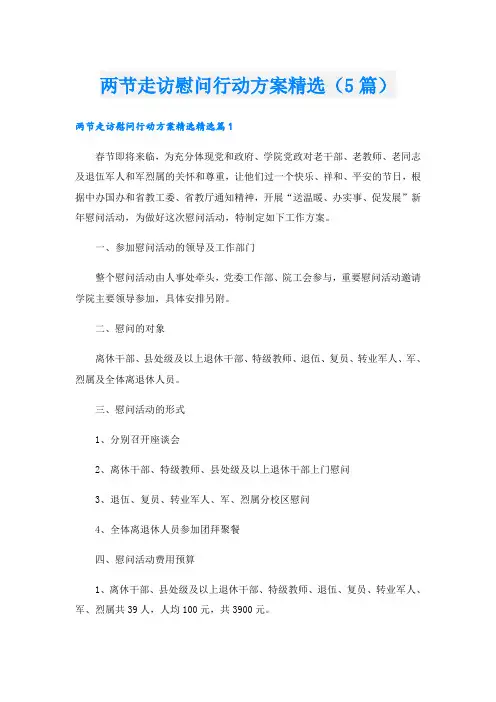 两节走访慰问行动方案精选(5篇)