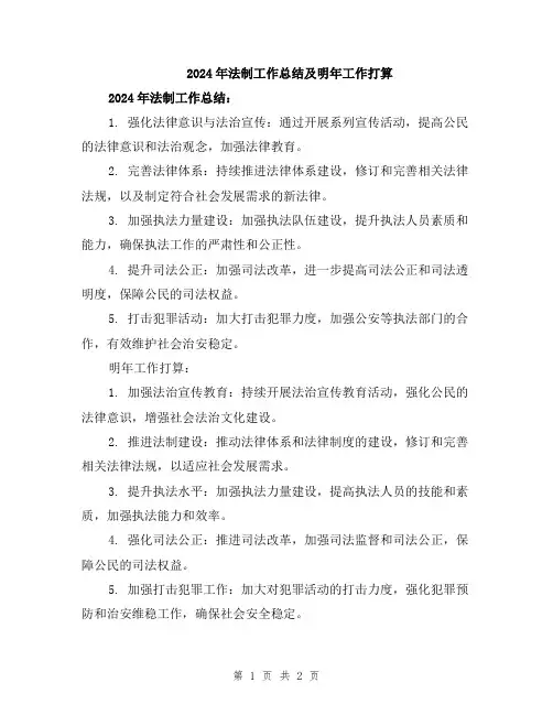 2024年法制工作总结及明年工作打算